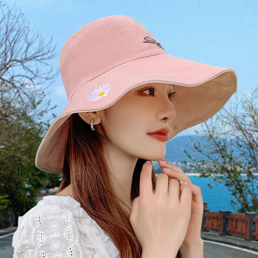 Daisy Print Reversible Summer UV Protection Hat - Image 4