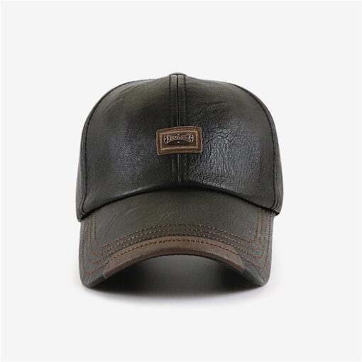 Adjustable Men's Leather Baseball Cap - Image 5