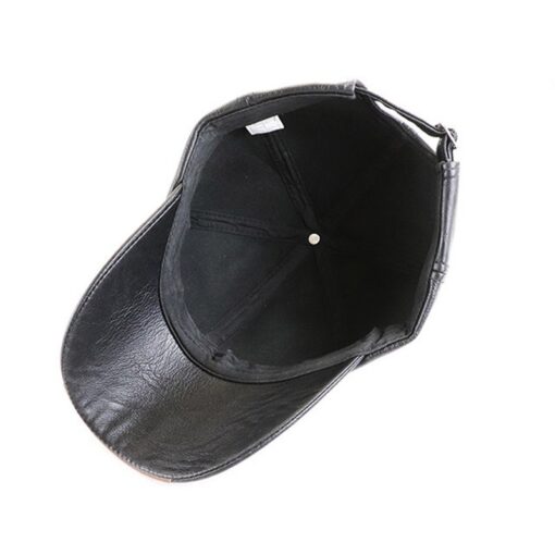 Adjustable Men's Leather Baseball Cap - Image 6