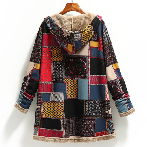 Winter Cardigan Print Hooded Vintage Coats - Image 18