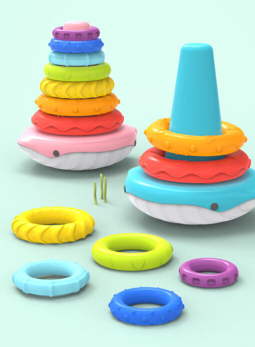 Rainbow Whale Ring Stacker Montessori and Sensory Toys - Image 9