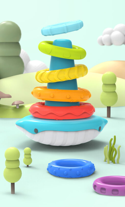 Rainbow Whale Ring Stacker Montessori and Sensory Toys - Image 10