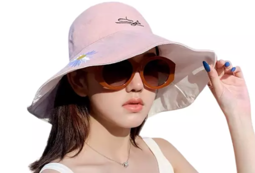 Daisy Print Reversible Summer UV Protection Hat - Image 12