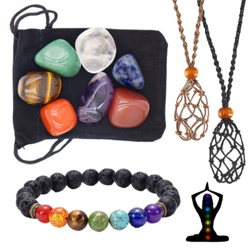 7 Chakra Healing Crystal Necklace and Bracelet Set - Image 20