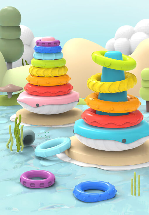 Rainbow Whale Ring Stacker Montessori and Sensory Toys - Image 12