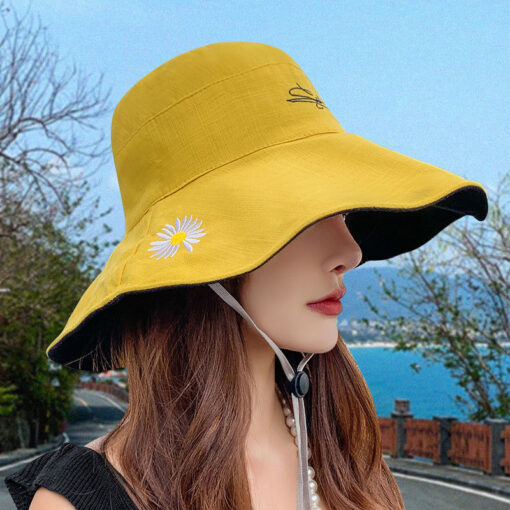 Daisy Print Reversible Summer UV Protection Hat - Image 13