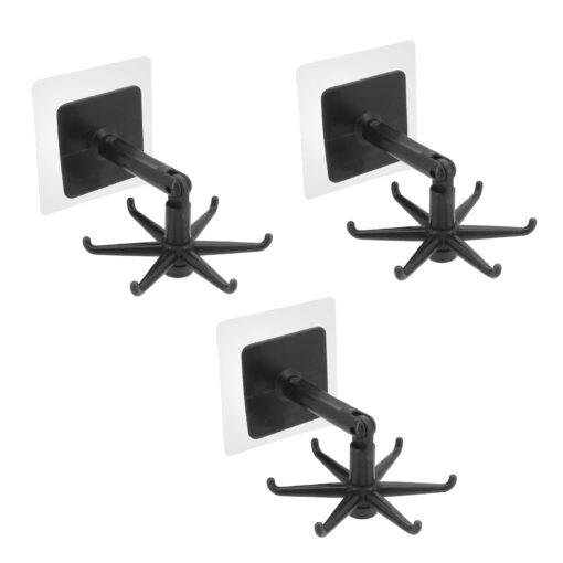 8 PCS Self-Adhesive 360° Kitchen Tool Storage Hook 6 Claws Rotate Folding Bathroom Holder Hook - Image 2