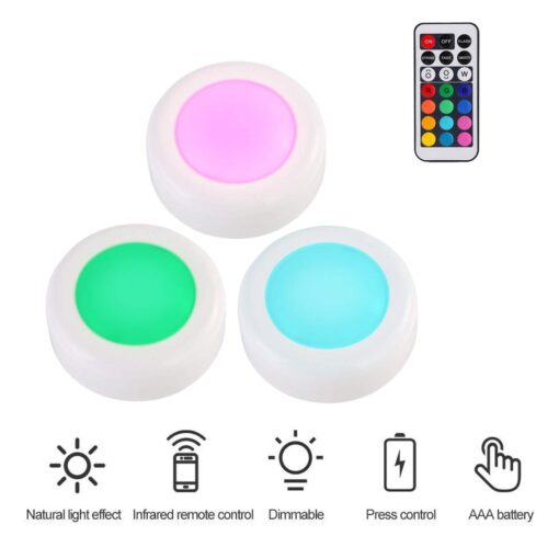 LED Cabinet Puck Lights with Remote - 3 or  6 lights - Image 6