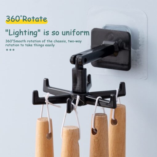 8 PCS Self-Adhesive 360° Kitchen Tool Storage Hook 6 Claws Rotate Folding Bathroom Holder Hook - Image 13