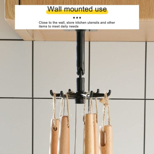 8 PCS Self-Adhesive 360° Kitchen Tool Storage Hook 6 Claws Rotate Folding Bathroom Holder Hook - Image 14