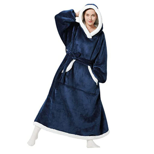 Solid Colour Oversized Warm Blanket Hoodie - Image 14