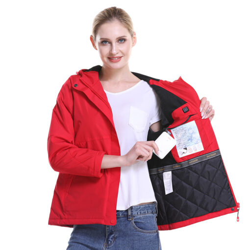 Smart Heating USB Charging Hooded Waterproof Warm Couple Windbreaker - Image 5