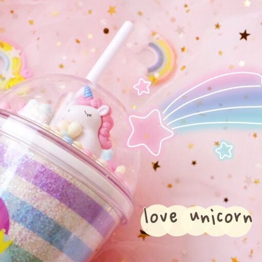 Unicorn Water Tumbler with Straw - Image 3