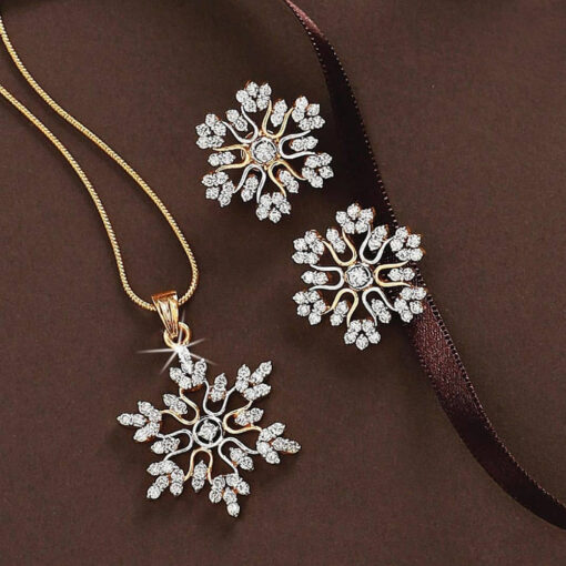 One or Two Snowflake Necklace and Earrings Jewelry Set - Image 7