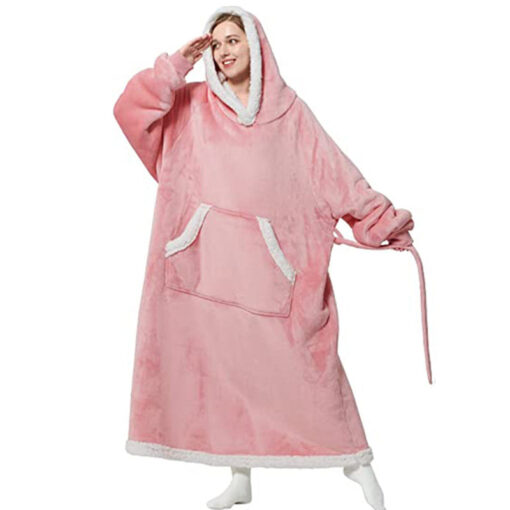 Solid Colour Oversized Warm Blanket Hoodie - Image 15