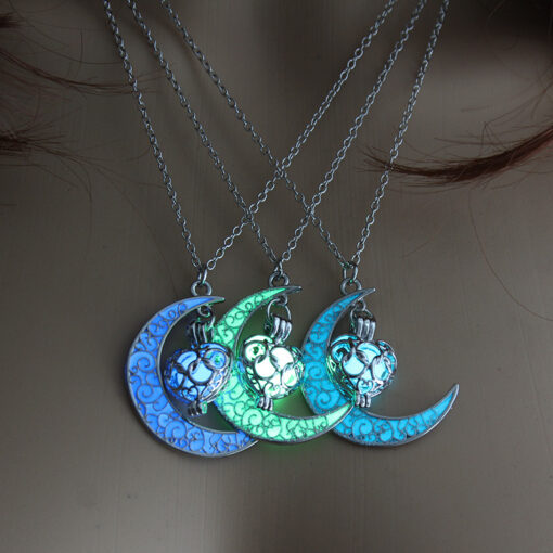 Fluorescent Moon Love Heart Pendant