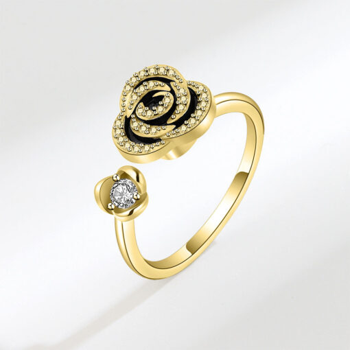 Adjustable Stress Relief Rose Flower Ring - Image 2