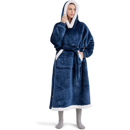 Solid Colour Oversized Warm Blanket Hoodie - Image 10