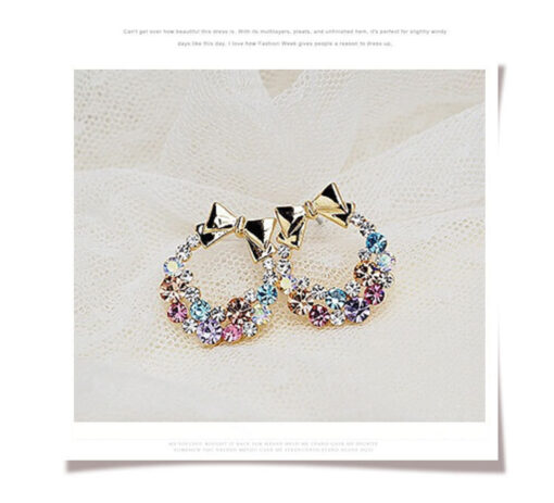 Creative Colorful Bow Wreath Earrings - Image 2