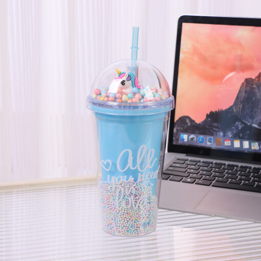 Unicorn Water Tumbler with Straw - Image 12