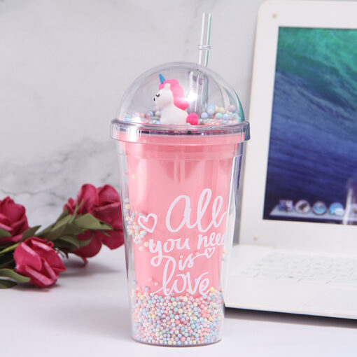 Unicorn Water Tumbler with Straw - Image 17