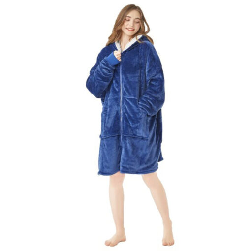 Oversized Sherpa Fleece Blanket Hoodie with Zipper - Image 17