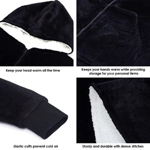 Oversized Sherpa Fleece Blanket Hoodie with Zipper - Image 20