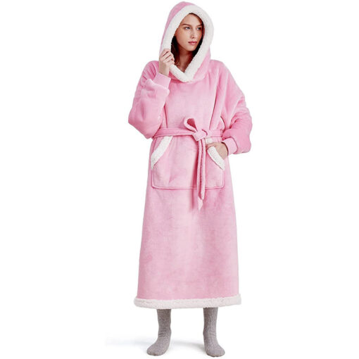 Solid Colour Oversized Warm Blanket Hoodie - Image 9