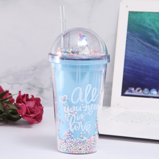 Unicorn Water Tumbler with Straw - Image 19