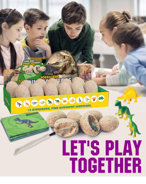 12 pcs Dinosaur Egg Fossil Digging Set