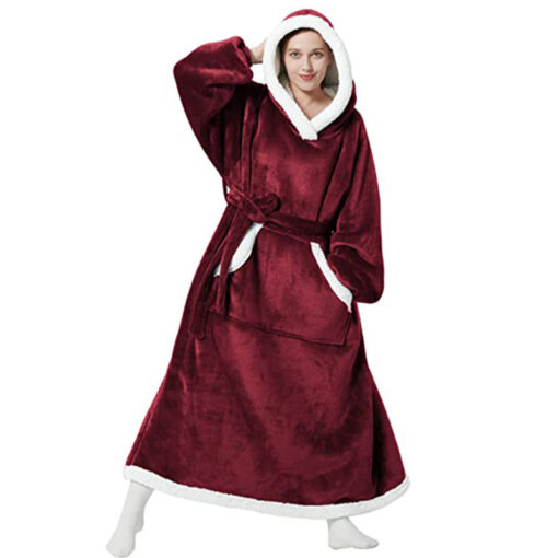 Solid Colour Oversized Warm Blanket Hoodie - Image 17