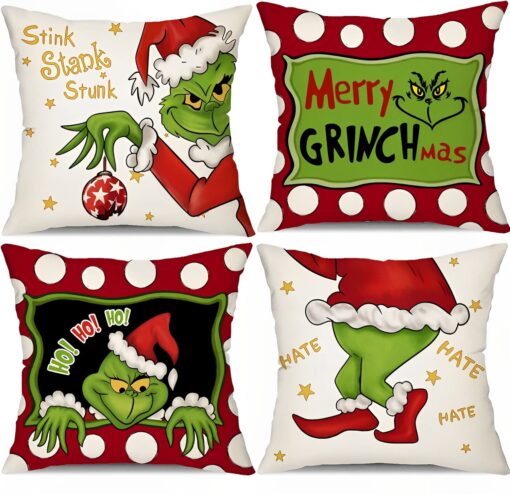 4PCS Grinch Christmas Pillow Covers - Image 7