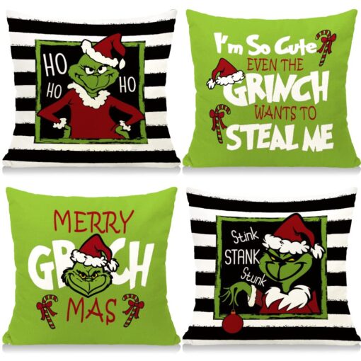 4PCS Grinch Christmas Pillow Covers - Image 12