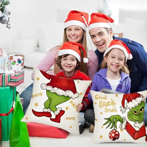 4PCS Grinch Christmas Pillow Covers - Image 8