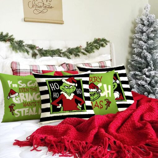 4PCS Grinch Christmas Pillow Covers - Image 13