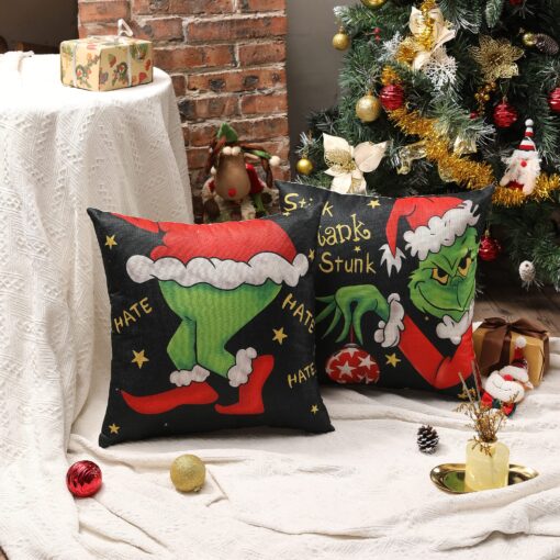 4PCS Grinch Christmas Pillow Covers