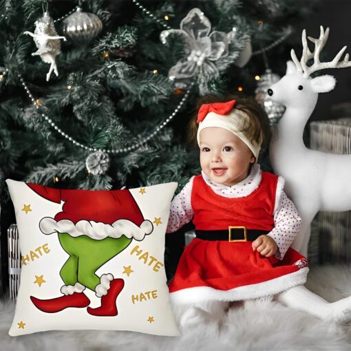 4PCS Grinch Christmas Pillow Covers - Image 9