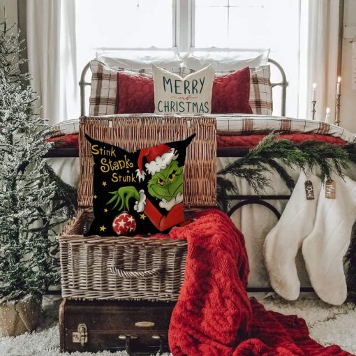 4PCS Grinch Christmas Pillow Covers - Image 6