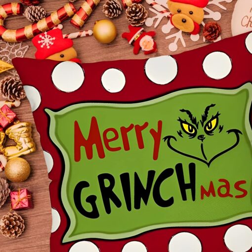 4PCS Grinch Christmas Pillow Covers - Image 11