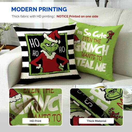 4PCS Grinch Christmas Pillow Covers - Image 17