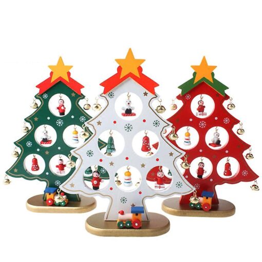 Wooden Christmas Tree with Mini Drop Ornaments - Image 2