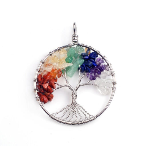 7 Chakra Tree of Life Pendant Necklace or Keyring - Image 2