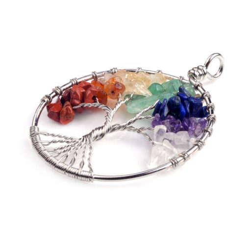 7 Chakra Tree of Life Pendant Necklace or Keyring - Image 3