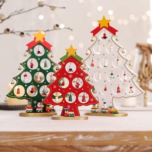 Wooden Christmas Tree with Mini Drop Ornaments