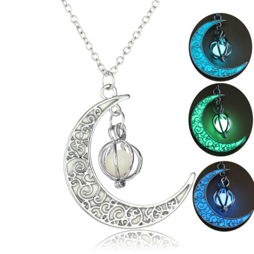 Luminous Moon Pumpkin Pendant Necklace - Image 2