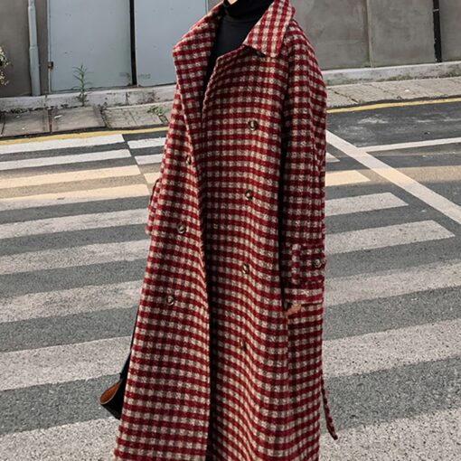 Plaid Women Winter Coat - Image 8