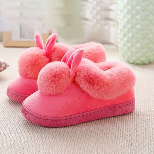 Girls Lovely Rabbit Ears Soft Plush Slippers - Image 5