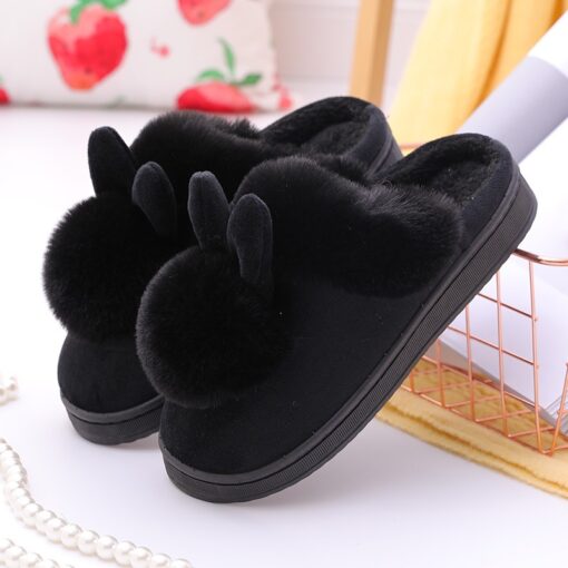 Girls Lovely Rabbit Ears Soft Plush Slippers - Image 7