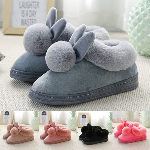 Girls Lovely Rabbit Ears Soft Plush Slippers - Image 9