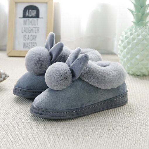 Girls Lovely Rabbit Ears Soft Plush Slippers - Image 11